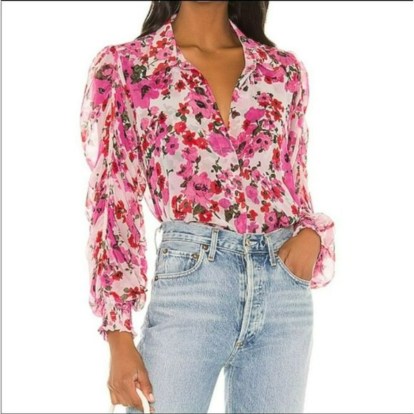 Misa Los Angeles Pink Floral Blouse - Picture 2 of 15